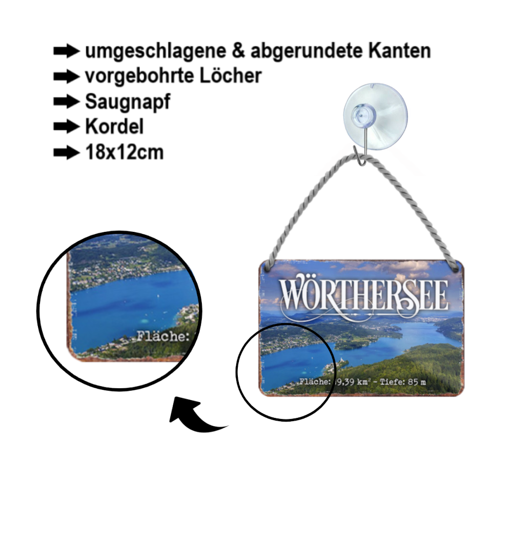 Blechschild ''Wörthersee'' 18x12cm