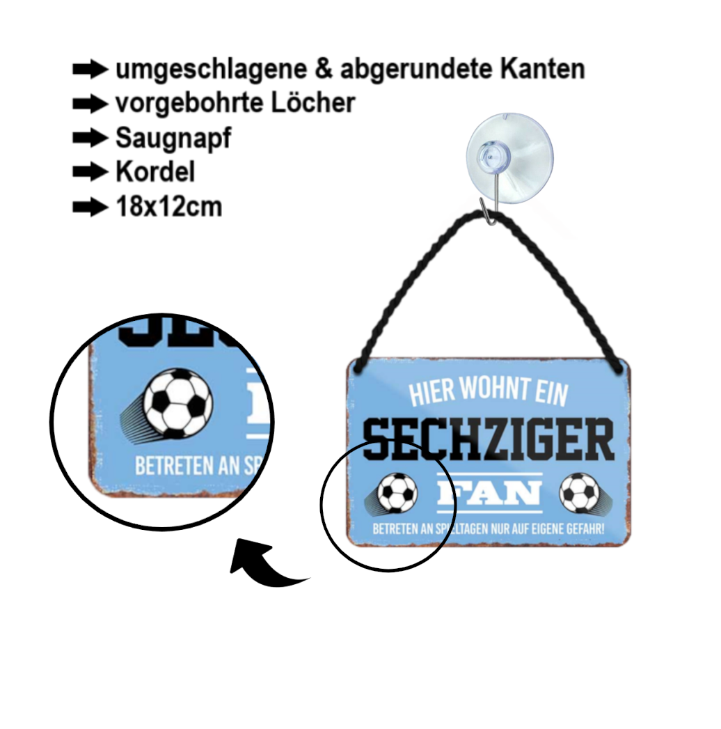 Blechschild ''Sechziger Fan'' 18x12cm