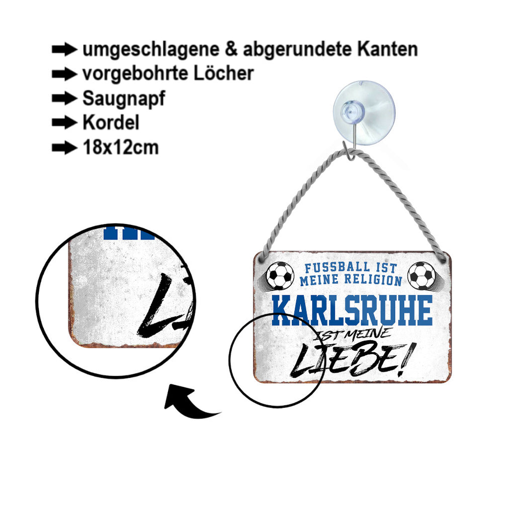 Tin sign "Karlsruhe is my love!" 18x12cm