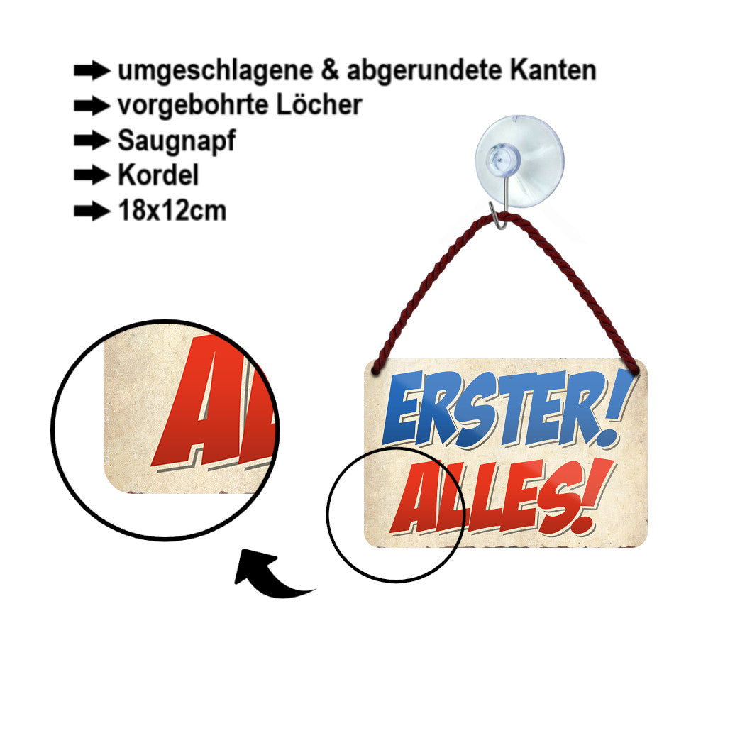 Blechschild ''Erster Alles!'' 18x12cm