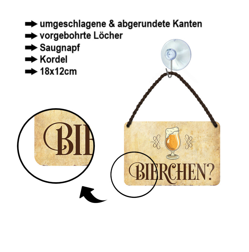 Blechschild ''Bierchen'' 18x12cm