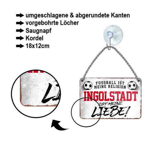 Tin sign "Ingolstadt is my love!" 18x12cm