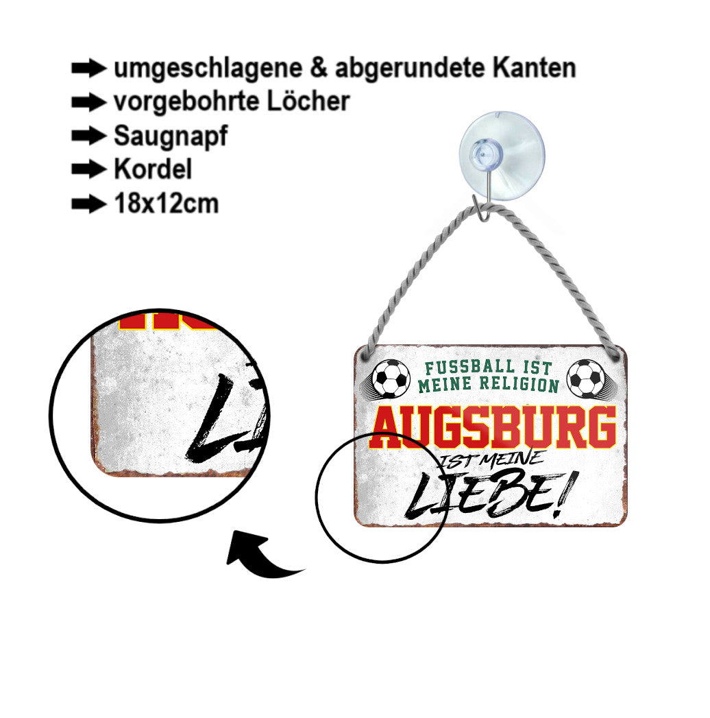 Tin sign "Augsburg is my love!" 18x12cm