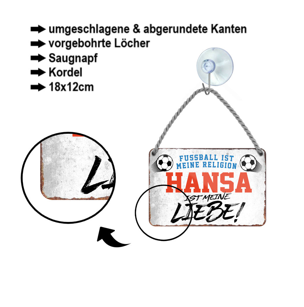 Tin sign "Hansa is my love!" 18x12cm