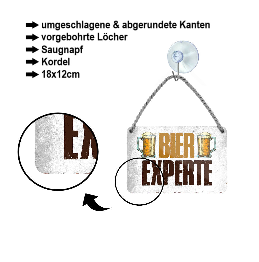 Tin sign "Beer Expert" 18x12cm