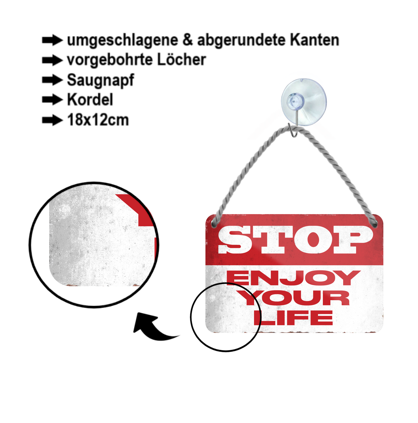 Blechschild ''Stop enjoy your life'' 18x12cm