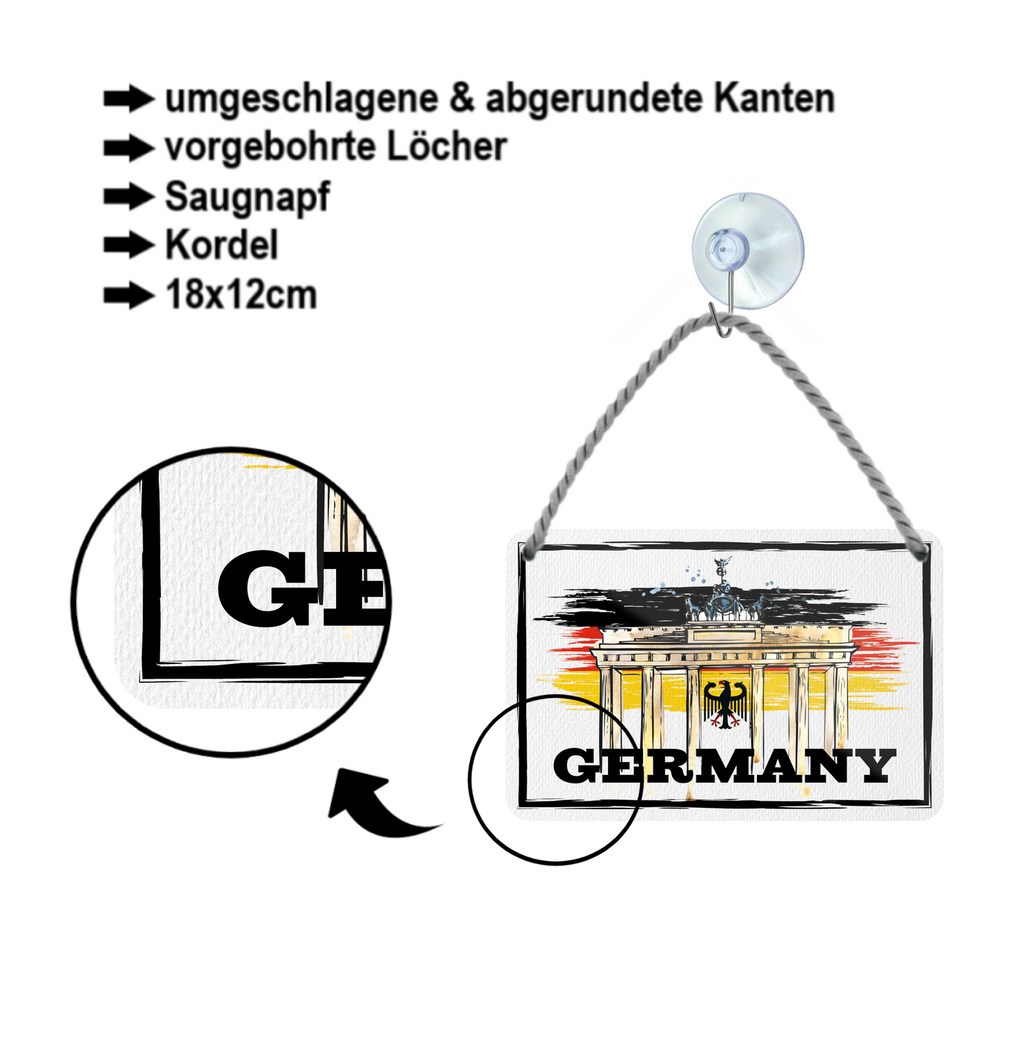 Blechschild ''Germany (Tor Flaggenfarben)'' 18x12cm