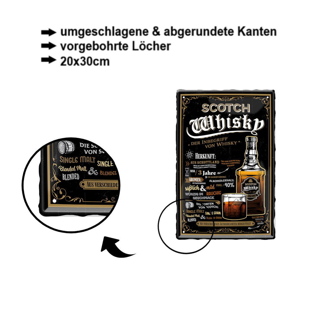 Blechschild ''Scotch Whiskey (Schraubverschluss)'' 20x30cm
