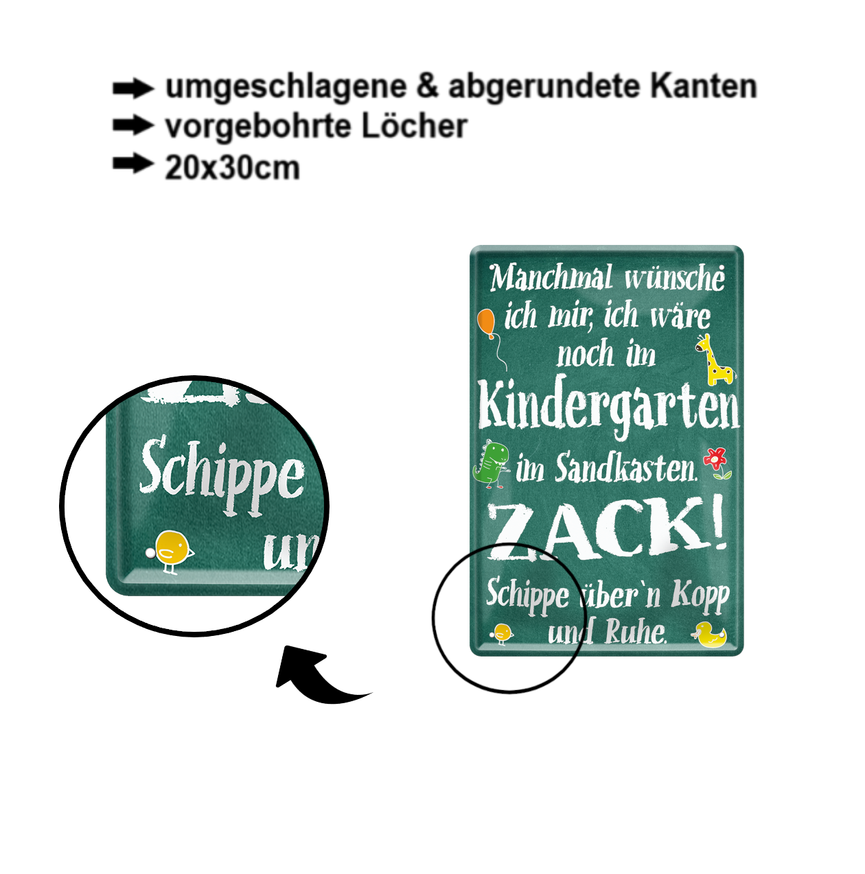 Tin sign "Sometimes I wish.. Kindergarten" 20x30cm