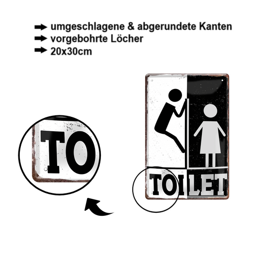 Blechschild ''Toilet (schauender Mann)'' 20x30cm