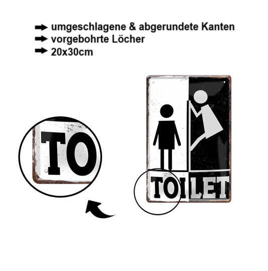 Blechschild ''Toilet (schauende Frau)'' 20x30cm