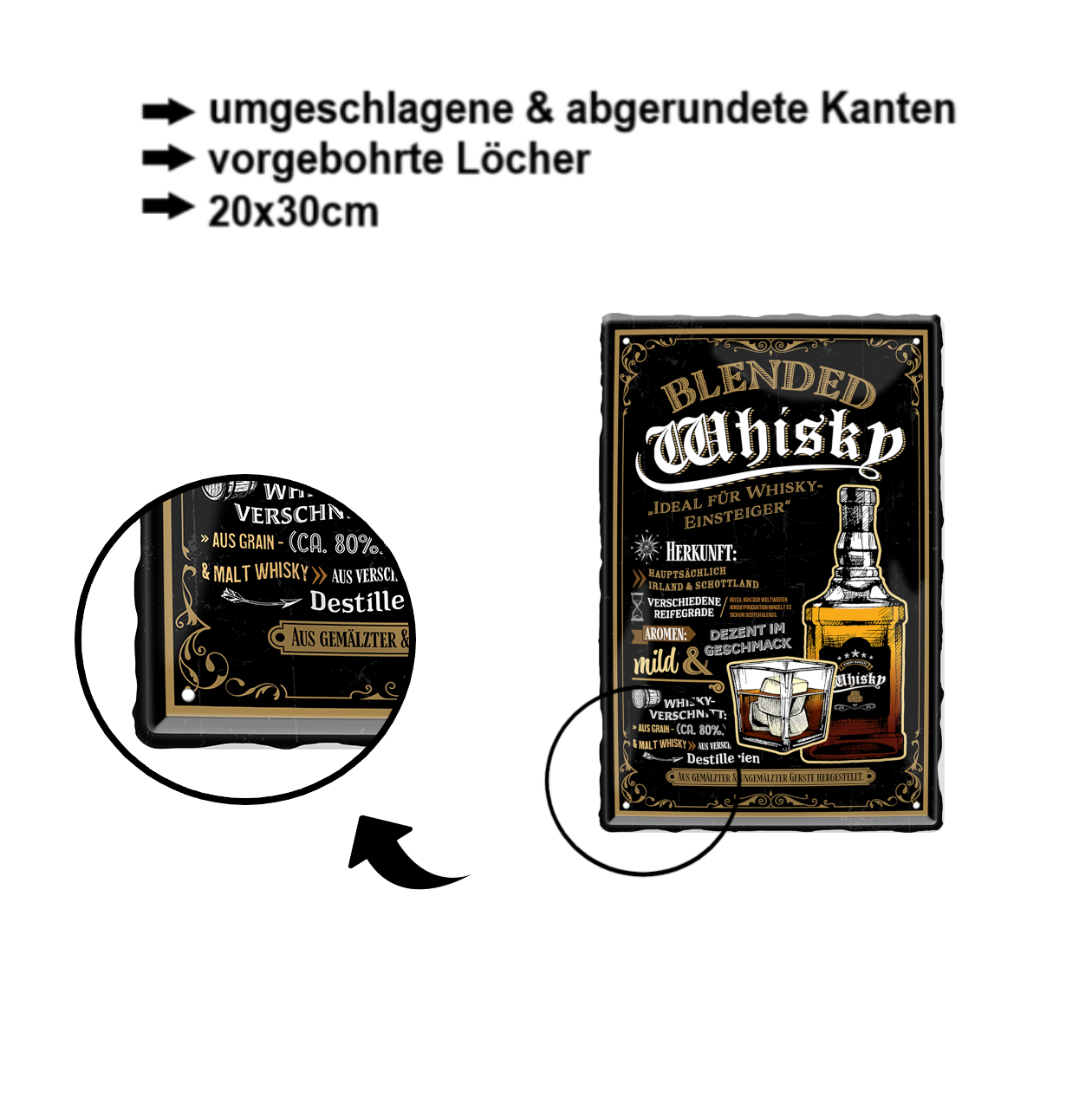Blechschild ''Blended Whiskey'' 20x30cm