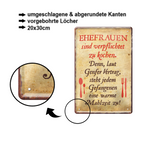 Blechschild ''Ehefrauen sind verpflichtet zu kochen'' 20x30cm