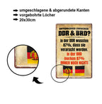 Tin sign "Difference between DDR &amp; FRG" 20x30cm