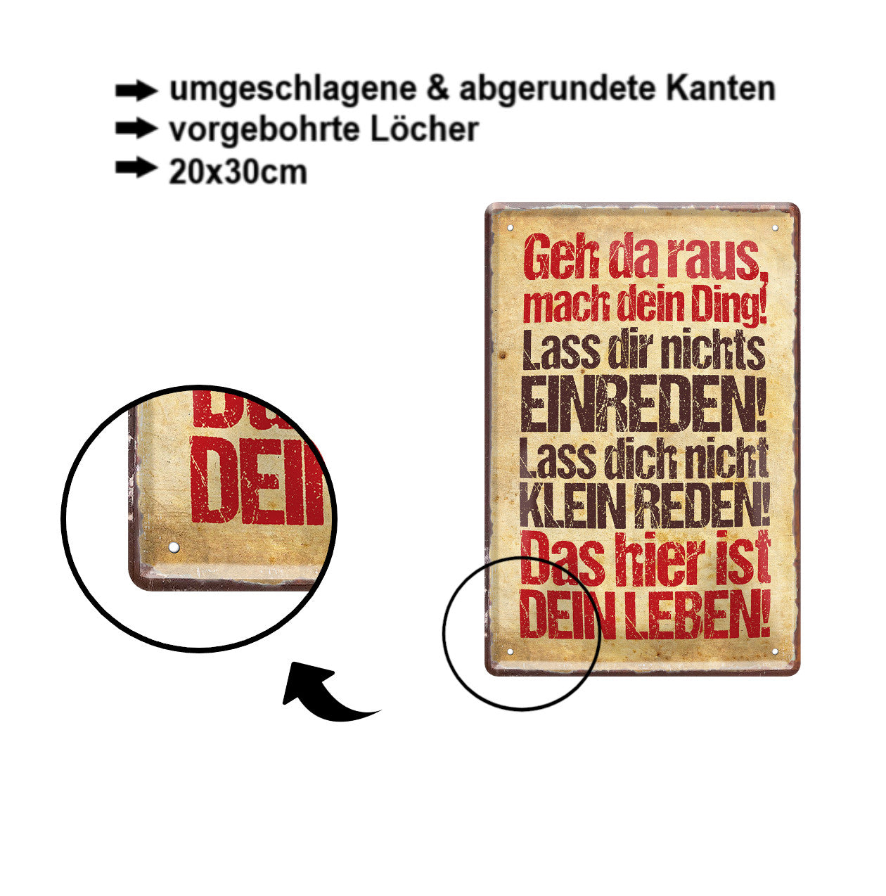 Blechschild ''Geh da raus, mach dein Ding'' 20x30cm