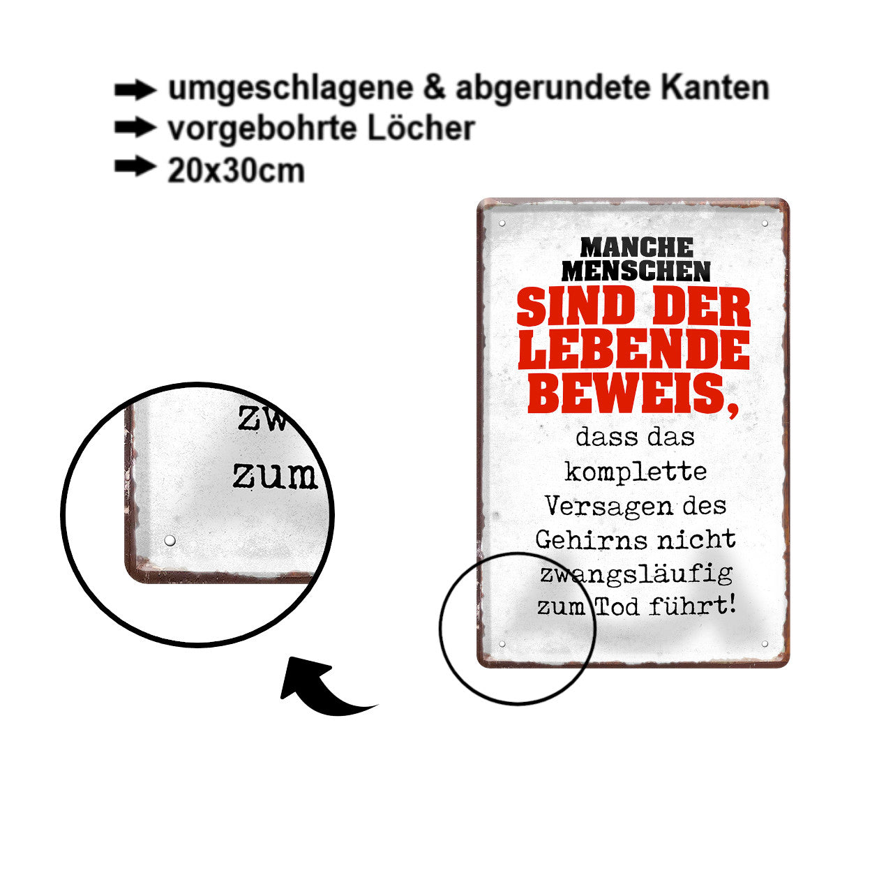 Tin sign ''Some people are living proof'' 20x30cm