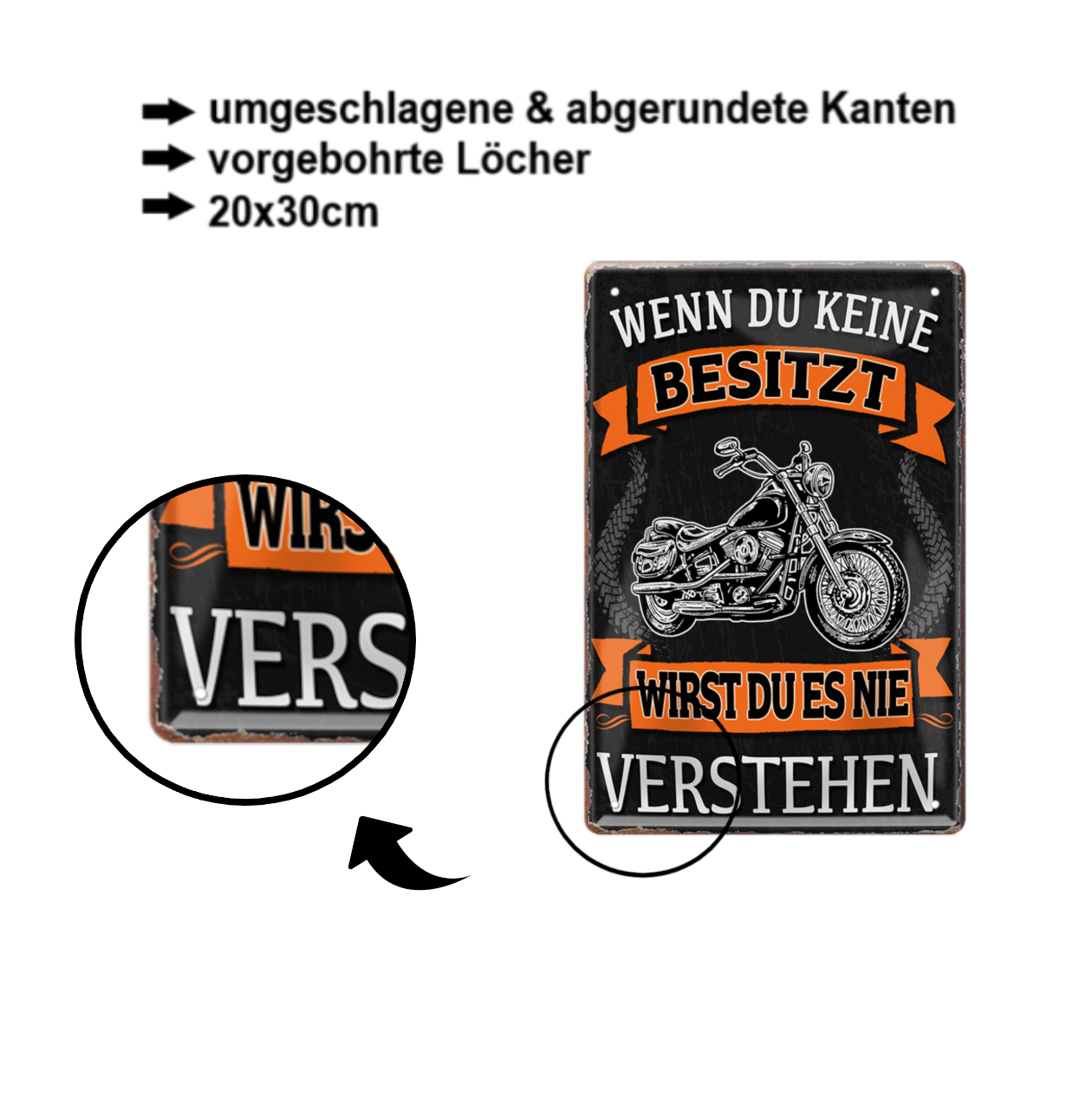 Blechschild ''Wenn du keine besitzt Motorrad'' 20x30cm