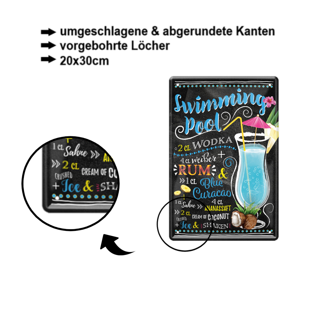 Blechschild ''Swimming Pool'' 20x30cm