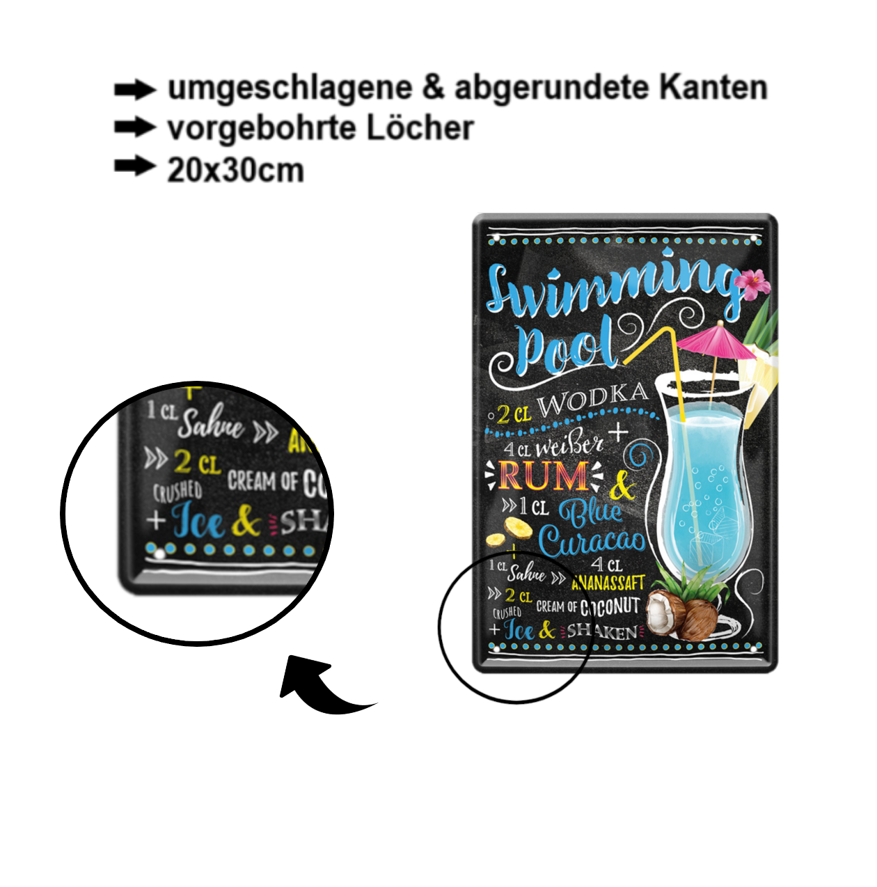 Blechschild ''Swimming Pool'' 20x30cm