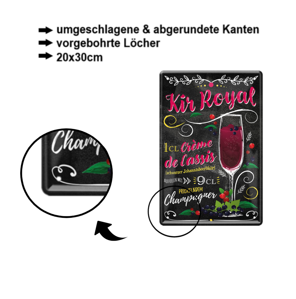 Blechschilder ''Cocktailrezepte 2 von 5'' Dry Martini, Empress, Gimlet, Gin, Kamikaze, uvm 20x30cm