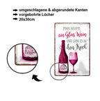 Blechschild ''Man nehme ein Glas Wein und gebe es in den Koch'' 20x30cm