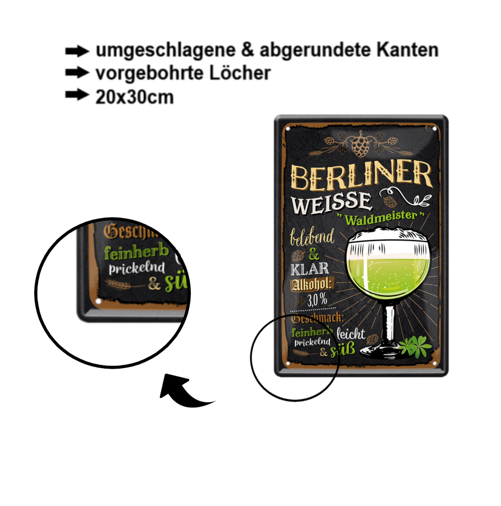 Blechschild ''Berliner Weisse Waldmeister'' 20x30cm