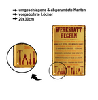 Blechschild ''Werkstatt Regeln'' 20x30cm
