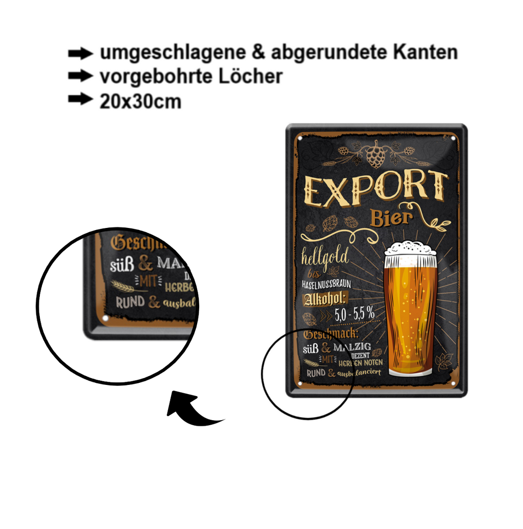 Blechschild ''Export Bier'' 20x30cm