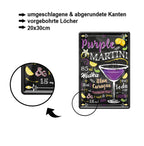 Blechschild ''Purple Martini'' 20x30cm