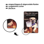 Blechschild ''Fass mein Bier an (Mops Bier)'' 20x30cm