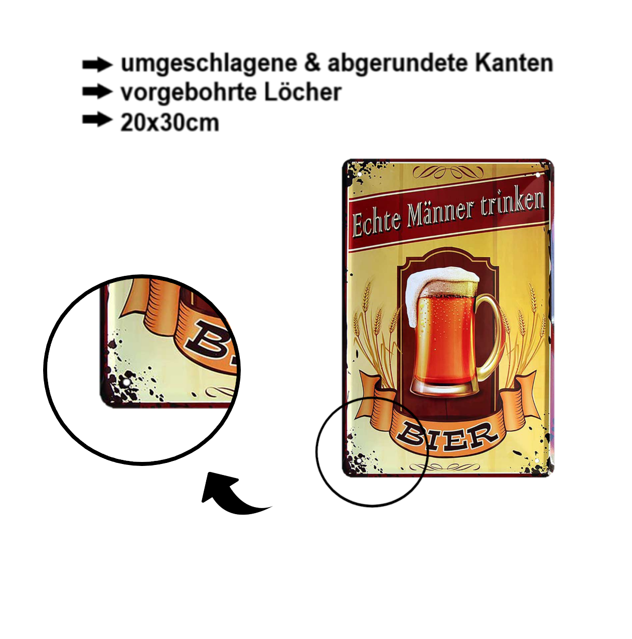 Blechschild ''Echte Männer trinken Bier'' 20x30cm