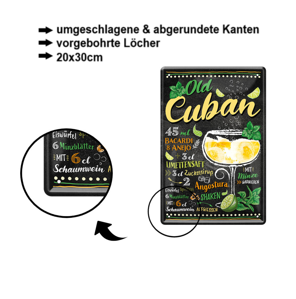 Blechschild ''Old Cuban'' 20x30cm
