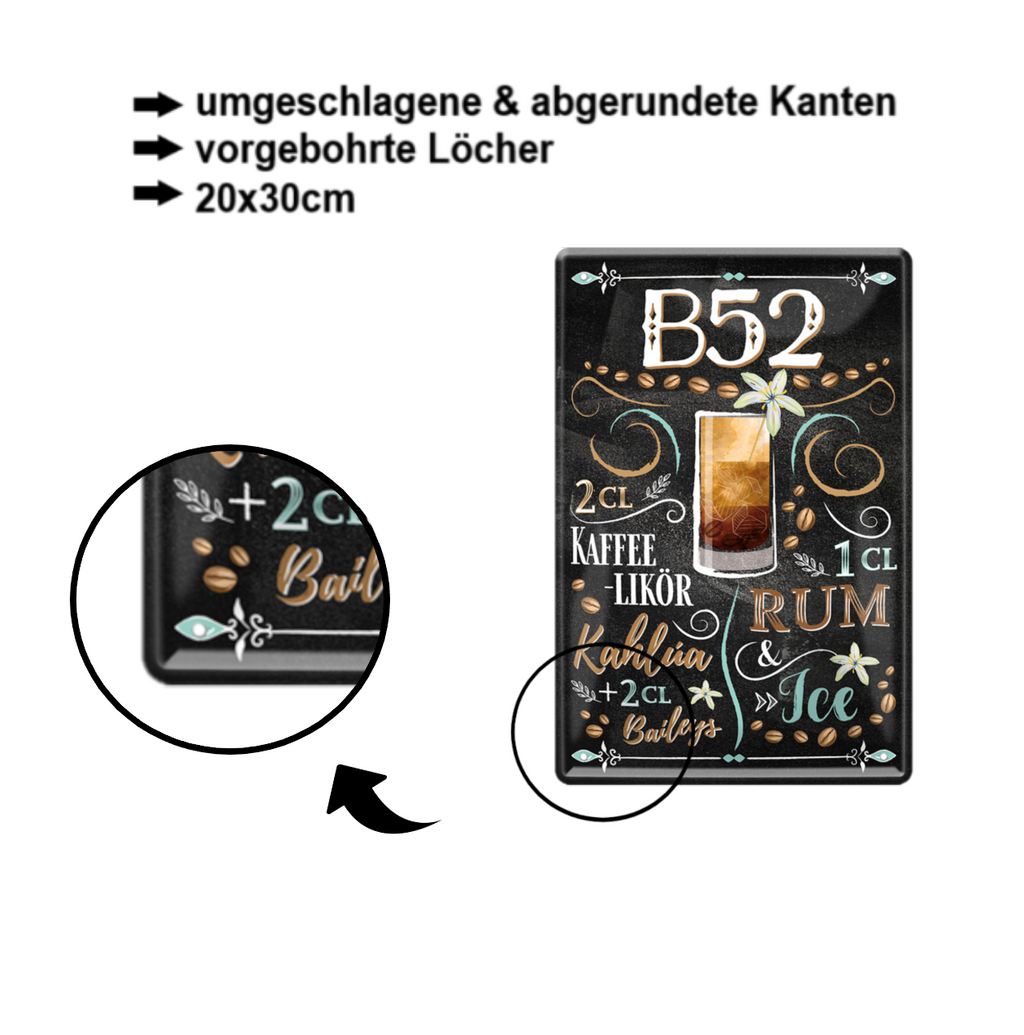 Blechschild ''B52 Cocktail'' 20x30cm