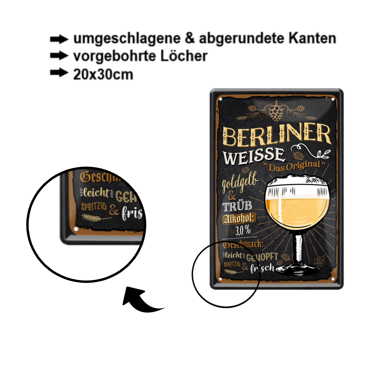 Blechschild ''Berliner Weisse Das Original'' 20x30cm