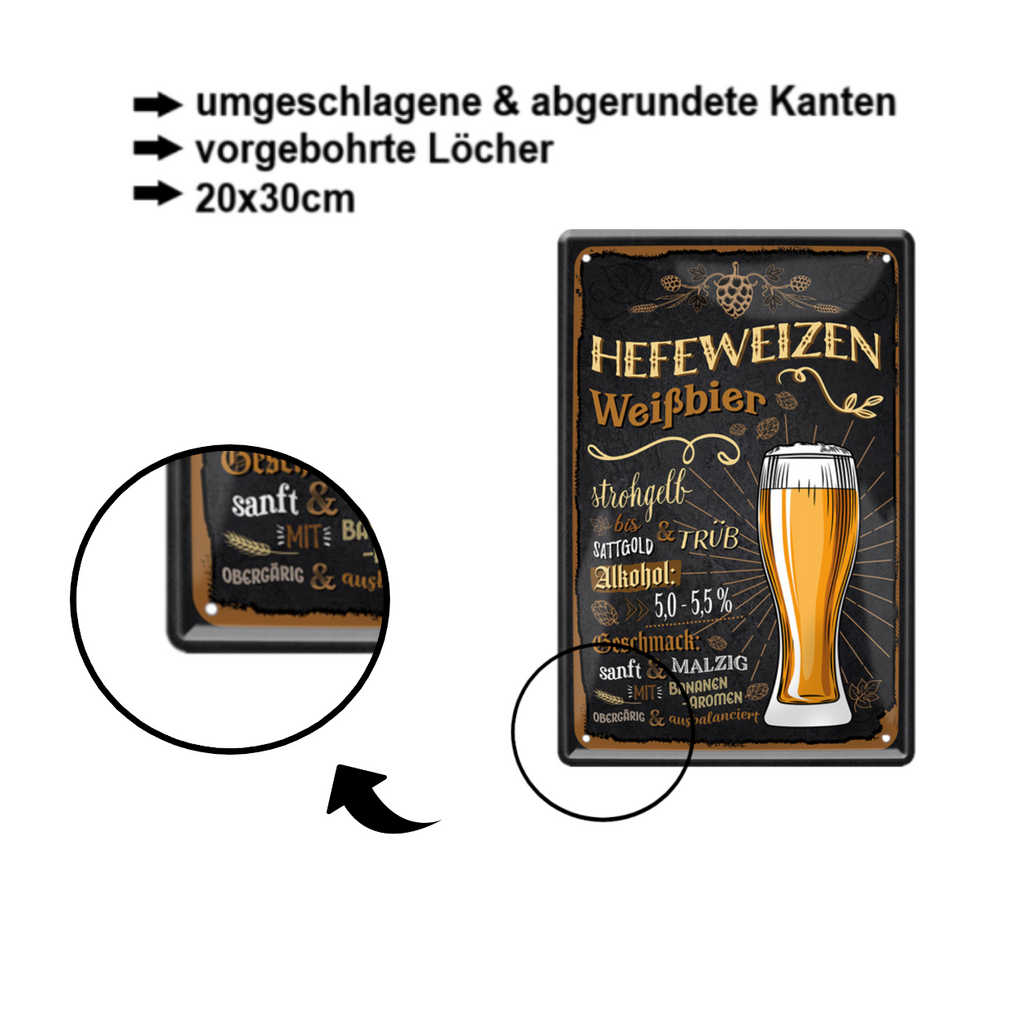 Blechschilder ''Biersorten 2 von 2'' Export, Märzen, Kölsch, Münchner, Schwarzbier, Steinbier uvm 20x30cm