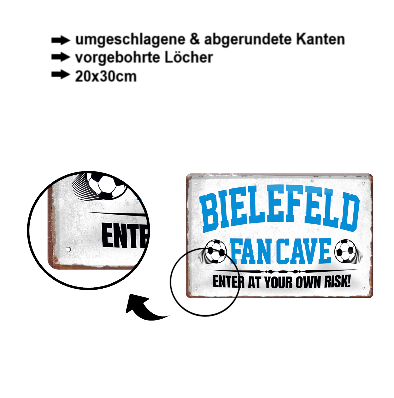 Tin sign "Bielefeld Fan Cave" 20x30cm