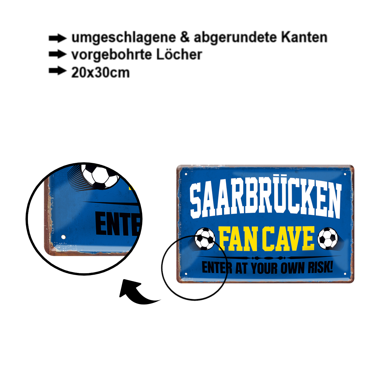 Tin sign "Saarbrücken Fan Cave" 20x30cm