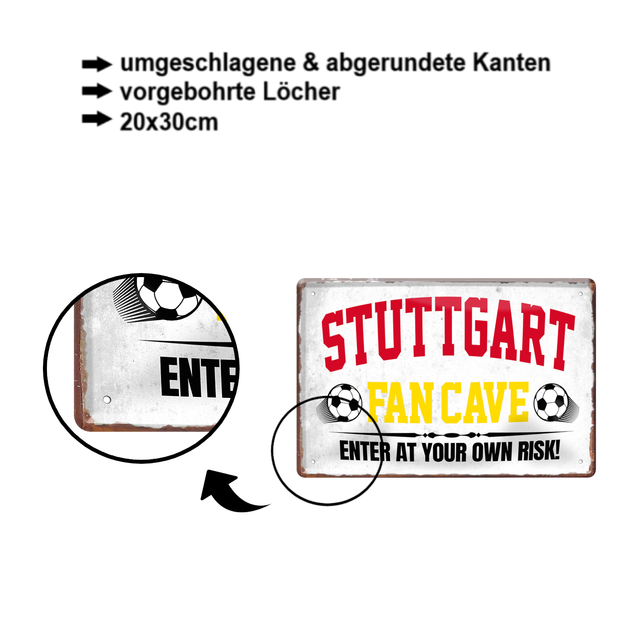 Tin sign "Stuttgart Fan Cave" 20x30cm