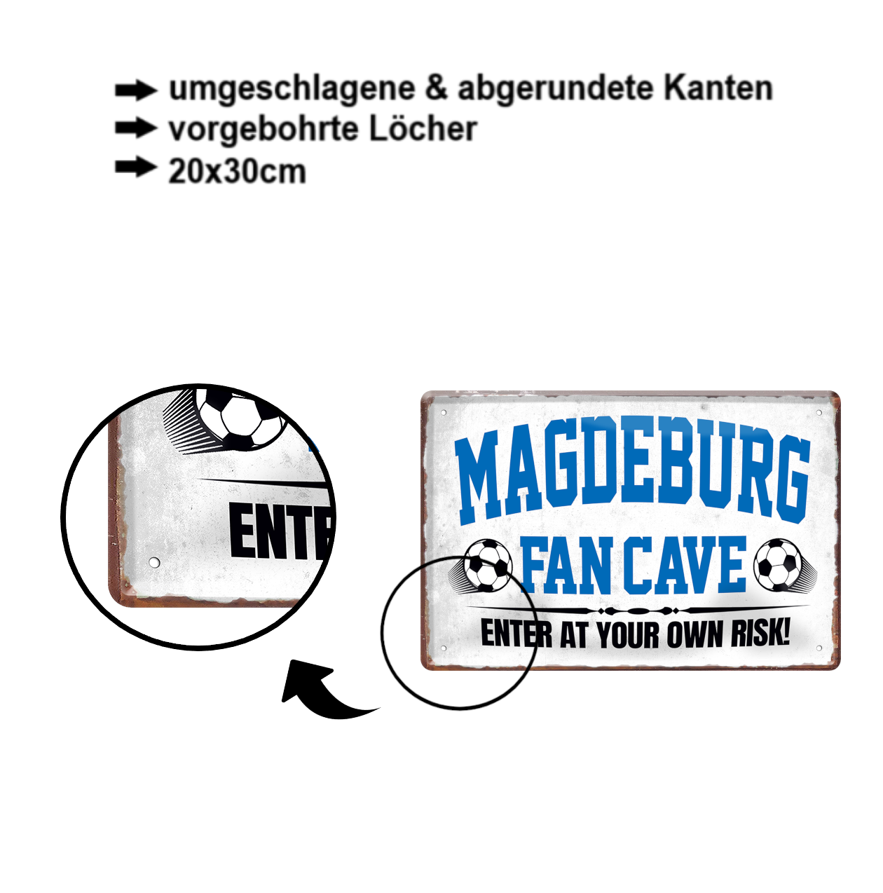 Tin sign "Magdeburg Fan Cave" 20x30cm