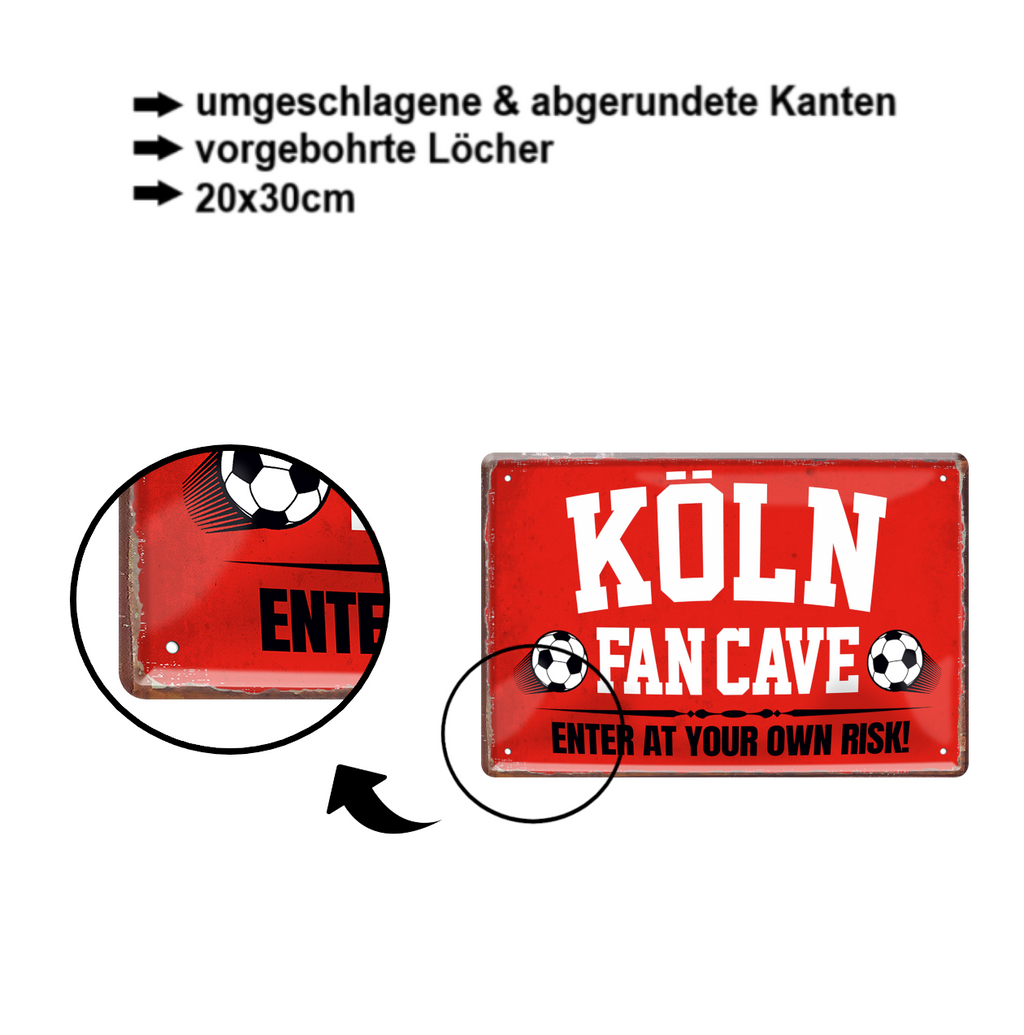 Blechschilder ''Fußball Fan Cave 4 von 5'' Dortmund Freiburg Köln Mönchengladbach Pauli uvm 20x30cm