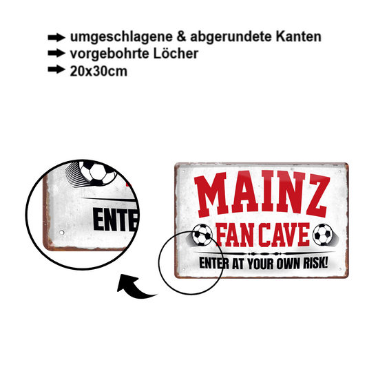 Tin sign "Mainz Fan Cave" 20x30cm