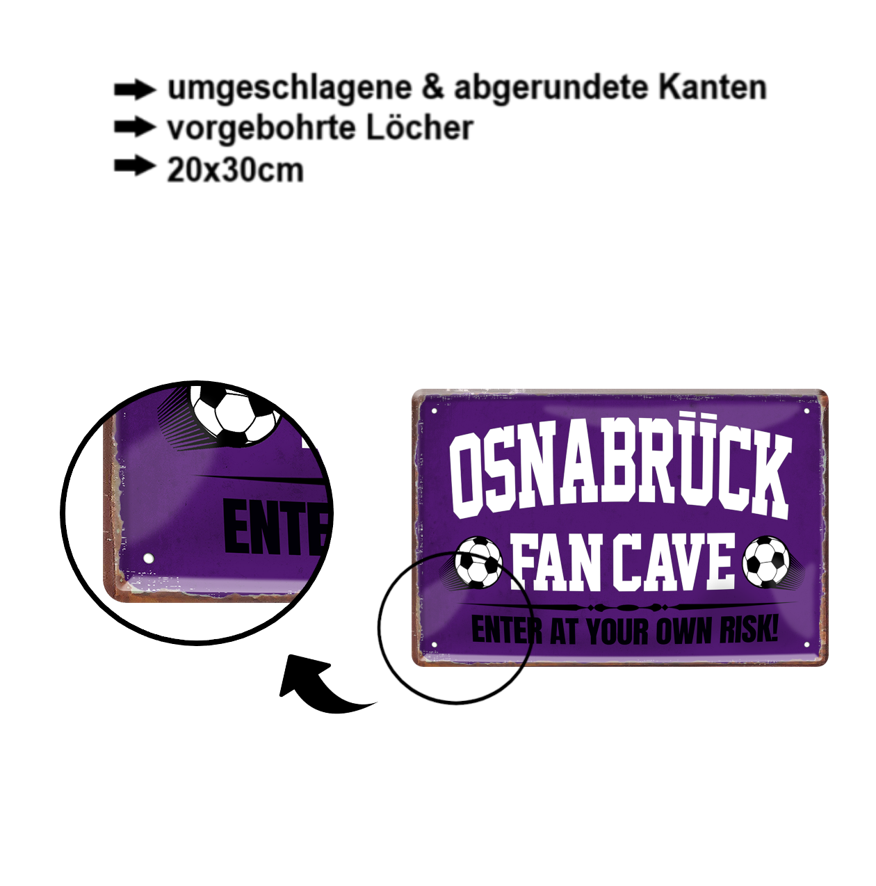 Tin sign "Osnabrück Fan Cave" 20x30cm