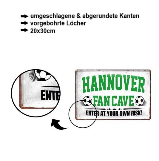 Blechschild ''Hannover Fan Cave'' 20x30cm