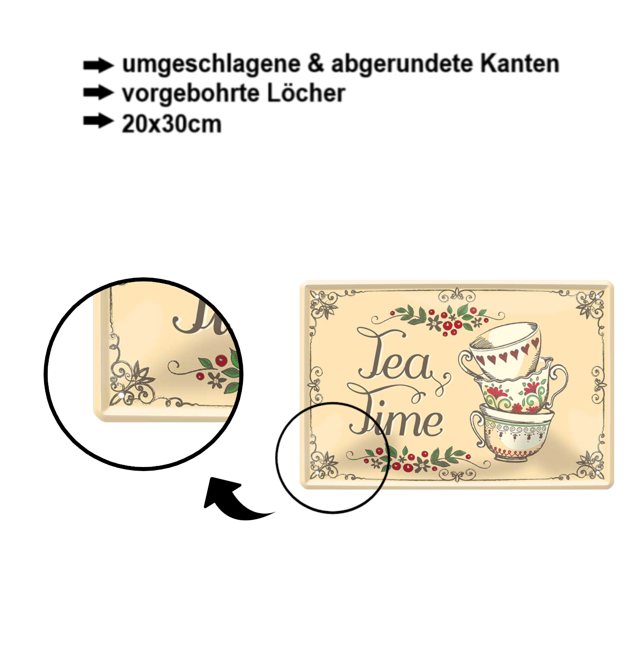 Blechschild ''Tea Time'' 20x30cm