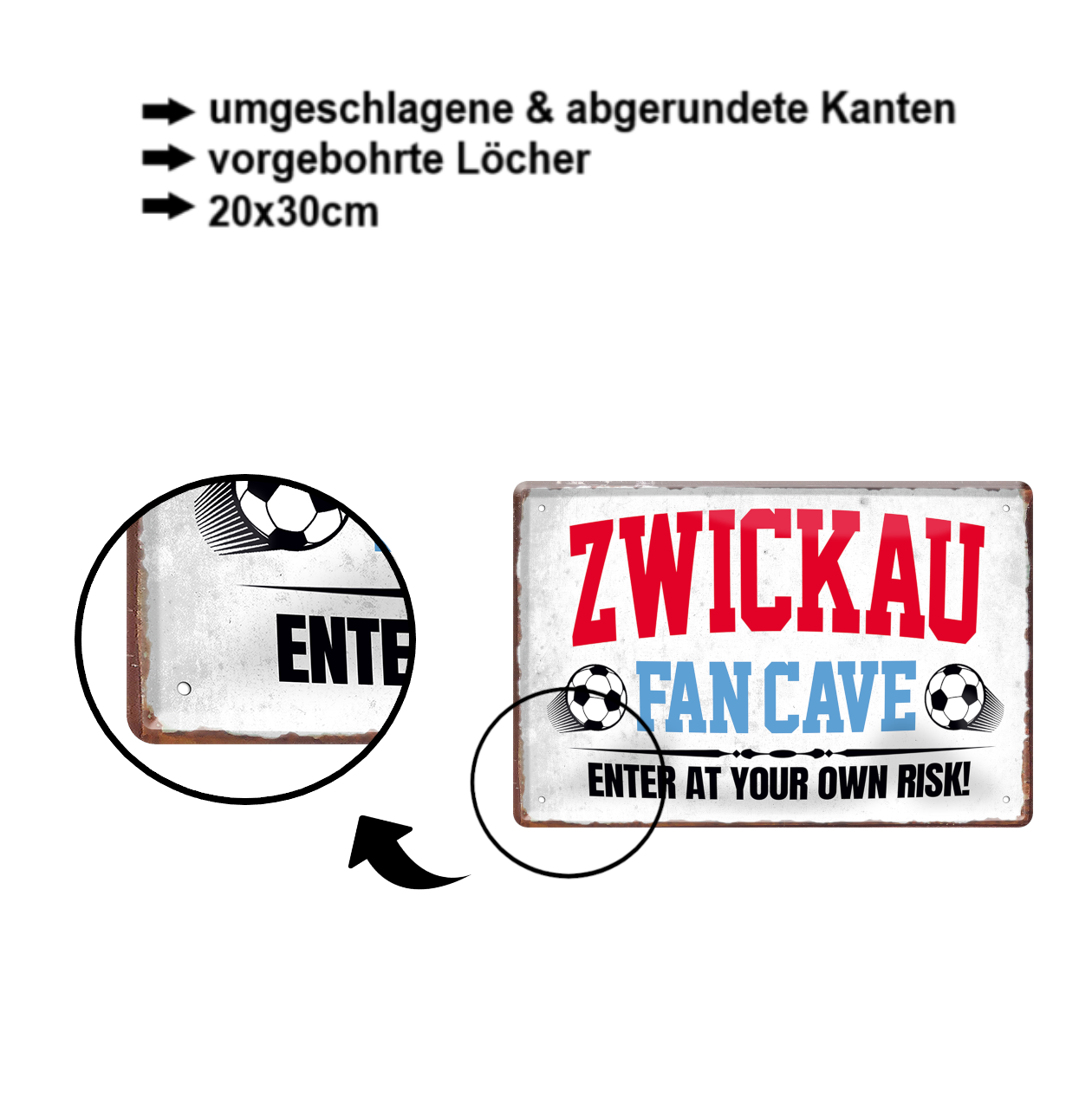 Tin Sign "Zwickau Fan Cave" 20x30cm