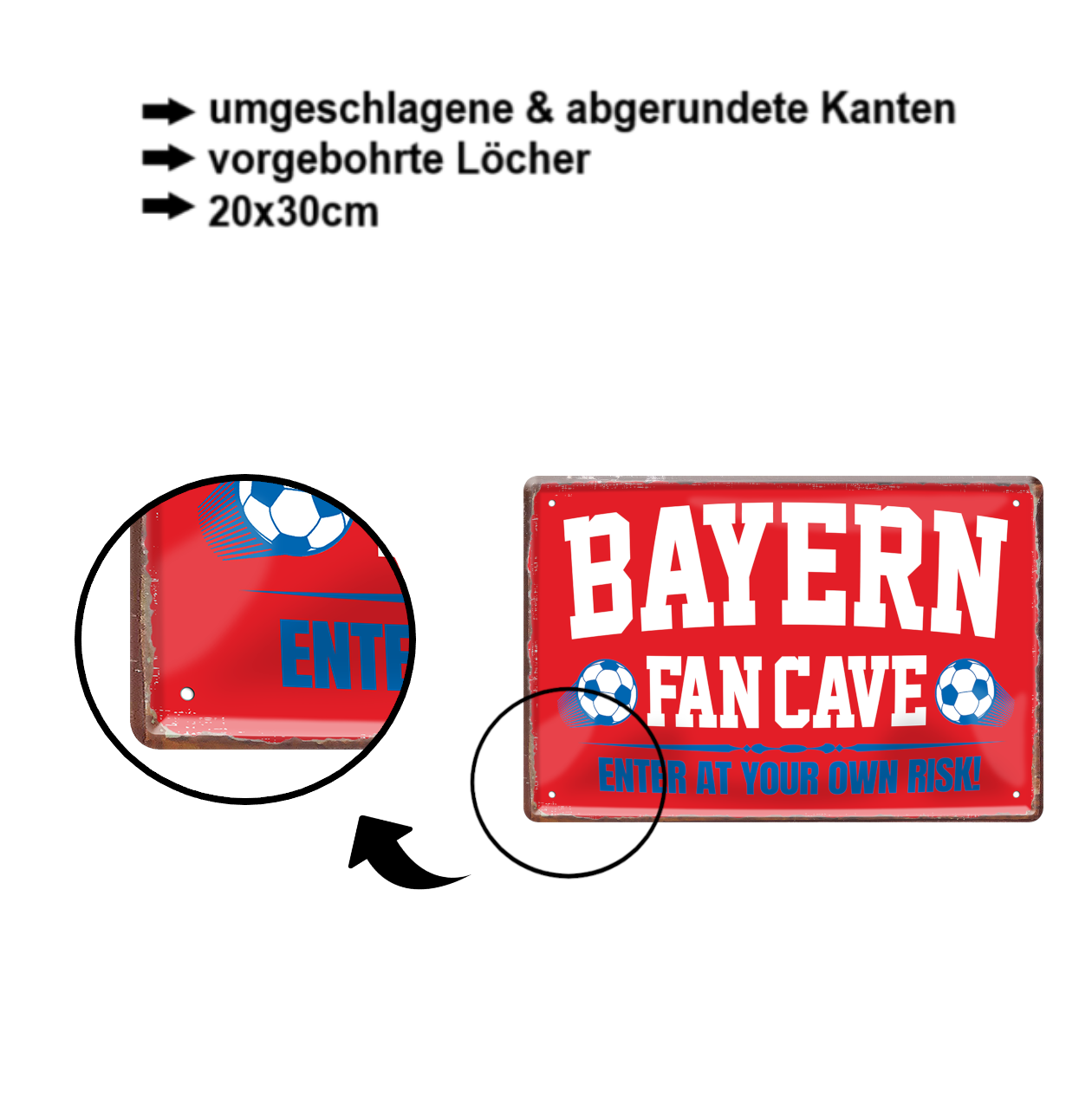 Tin sign "Bayern Fan Cave" 20x30cm