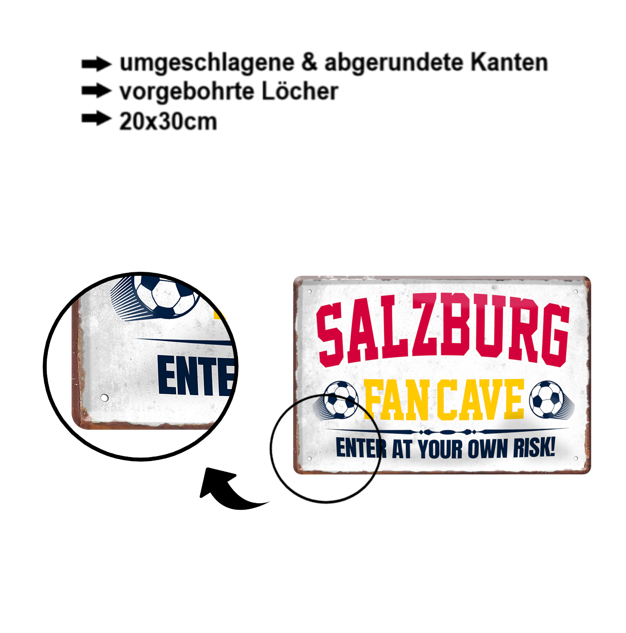 Blechschild ''Salzburg Fan Cave'' 20x30cm