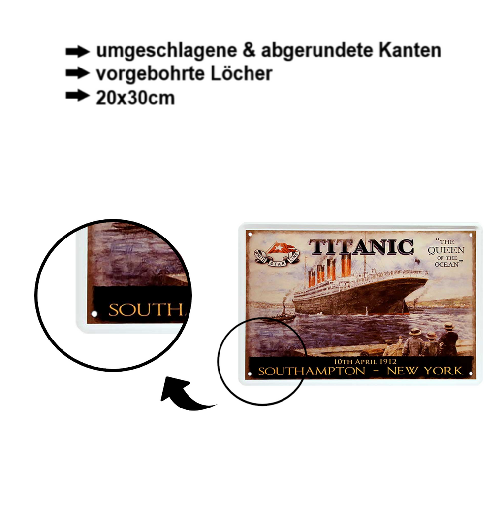 Blechschild ''Titanic the queen of the ocean'' 20x30cm