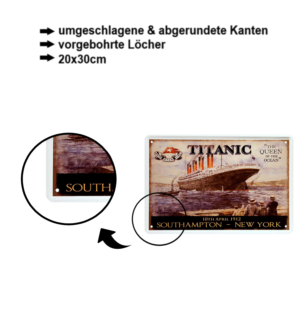 Blechschild ''Titanic the queen of the ocean'' 20x30cm