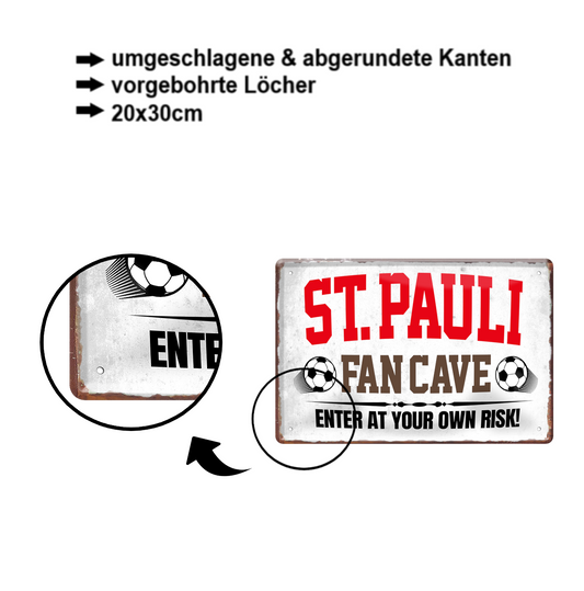 Blechschild ''St. Pauli Fan Cave'' 20x30cm